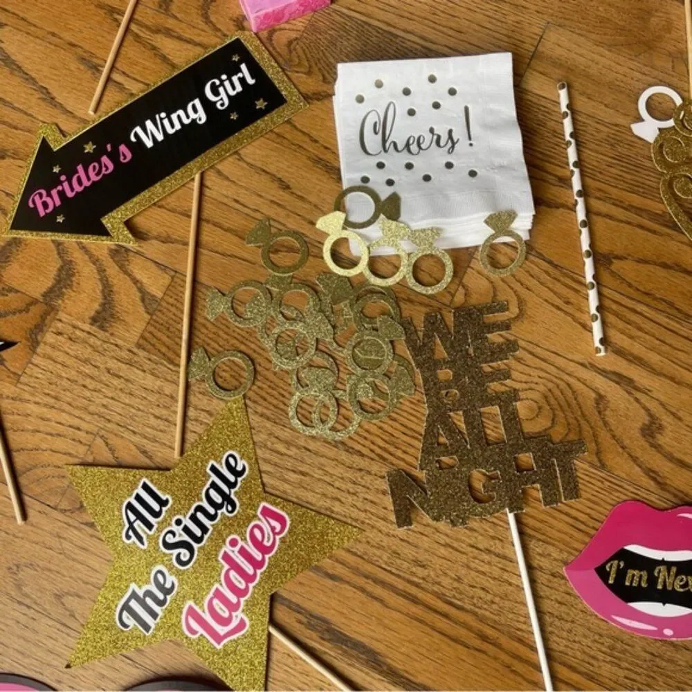 Bachelorette Party Decorations & Photo Booth Props Lot Drunk In Love Banner